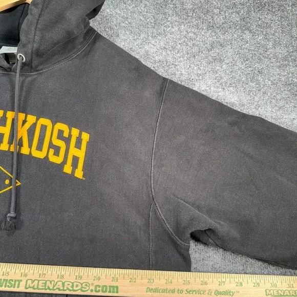 Champion Reverse Weave UW Oshkosh Hoodie Mens XL Black Collegiate Sweatshirt VTG - Picture 6 of 12